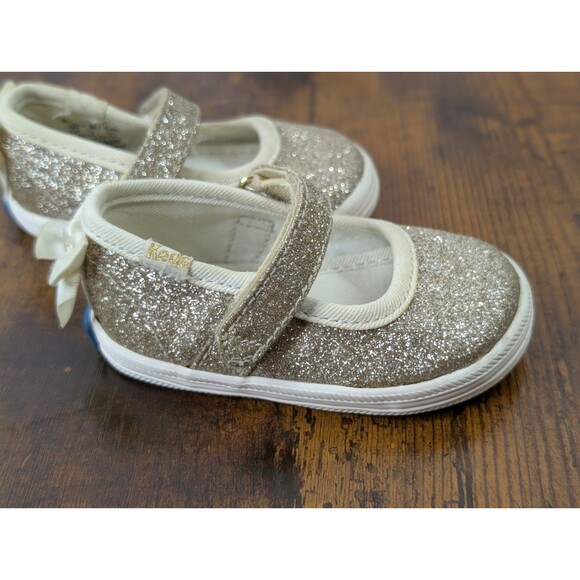 Kate Spade x Keds Rose Gold Sparkly Sneaker Lace Up Sneakers Sz 2M Baby Crib - Picture 1 of 7